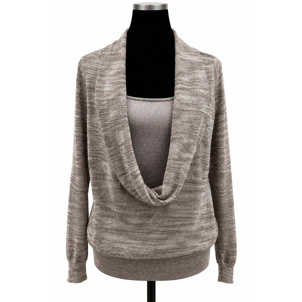 INC International Concepts Petite M Metallic Cowl Neck Sweater Layered Y2K